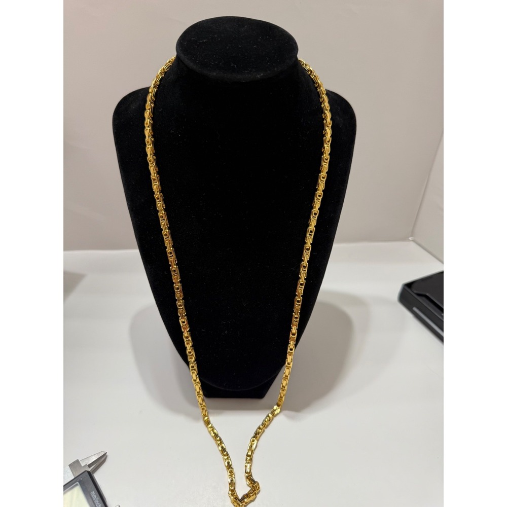 box chain necklace gold filled over stainless 30 inch 4.75mm water resistant